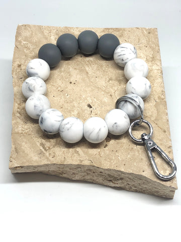 Grey Marble Wristlet